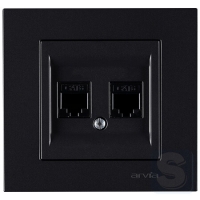 Розетка компьютерная двойная RJ45х2 cat 6 Arvia Electric KAREN Черный (20 07 2000 248)